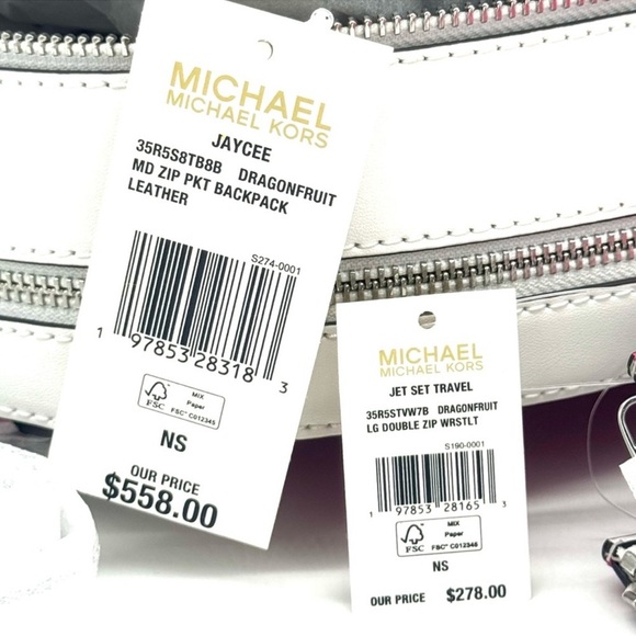 Michael Kors Md Embellished Zip Pocket Backpack & Double Zip Wallet Dragonfruit - Picture 14 of 14